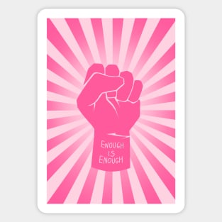 pink raised fist | enough is enough | vintage, retro Sticker